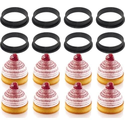8pcs/lot 8cm/3inch PA black fruit pie circle perforated plastic tart ring tarte ring tart form