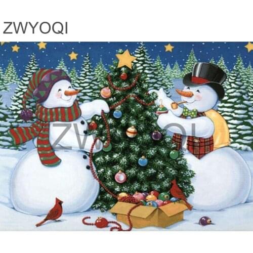 DIY3D Diamond mosaic Full Square Diamond painting Snowman christmas tree Full Round Diamond embroidery Cross stitch Snowman tree