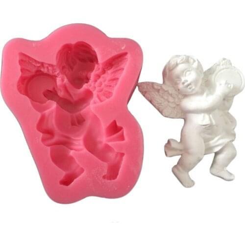Archangel Cupid Lovely Angel Boy With Drum mold fandont birthday cake biscuits decoration chocolate mold