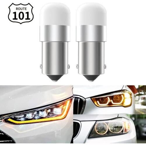 Route101 2x Car Turn Signal Light 12V BA9S LED T4W Side Marker Indicator Blink Bulb Auto Lamp Lighting Amber H5W 256 1895 1893