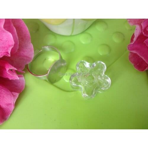 Free shipping !! 50sets 21X21MM Liquid Ring Dasiy,Liquid Metal Mesh Ring,glass globe rings,Glass Globe Bubble Vial rings