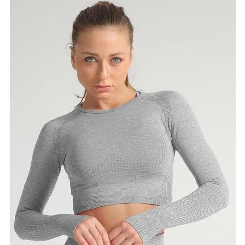 Seamless Sports Top Yoga Shirts Long Sleeve Fitness Top Crop Top Yoga Push Up Women Gym Clothing Gym Workout Active Shirts Women