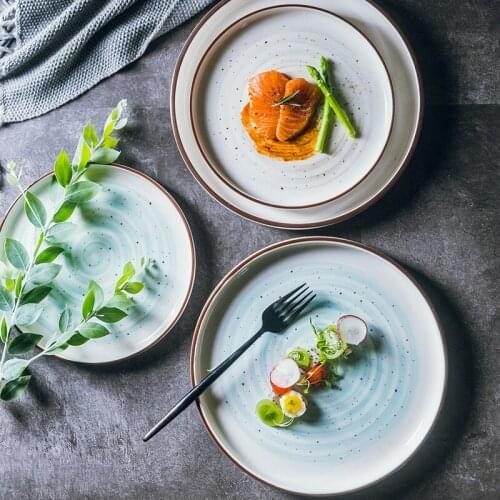Color Sesame Point Ceramic Plate Household Tableware Western Food Plate Breakfast Plate Dinner Plate Cake Plate Hotel Decoration