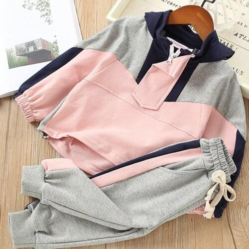 DFXD Spring Casual Children Clothing Sets Toddler Sport Suits Boys Girls Patchwork Hooded Tops+Pants 2pc Kids Tracksuit 1-7T New