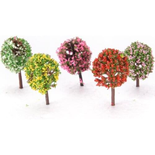 10Pcs/lot 2.3*3.6cm Micro Mini Artificial Pink Tree Garden Home House Decoration Willow Miniature