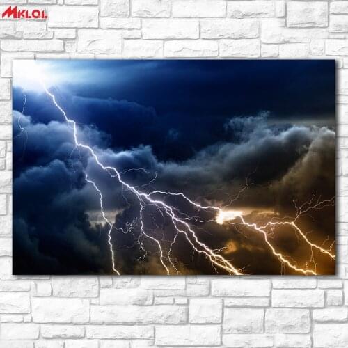 Large Wall Art Wall Lightning Thundercloud Clouds Night oil Painting Print Nice Painting wall picture for living room no frames