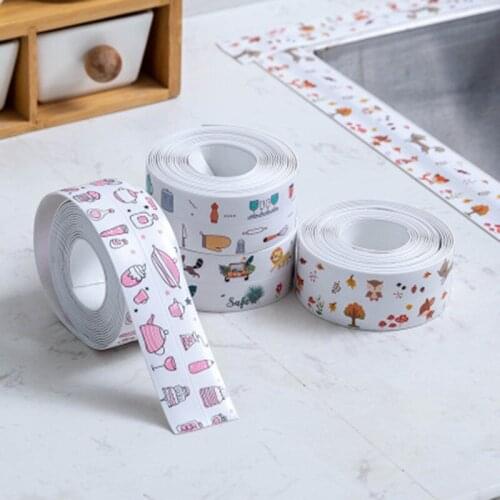 Household bathroom shower sink bathtub sealing tape cartoon PVC self-adhesive bathroom waterproof wall sticker anti-mold sticker