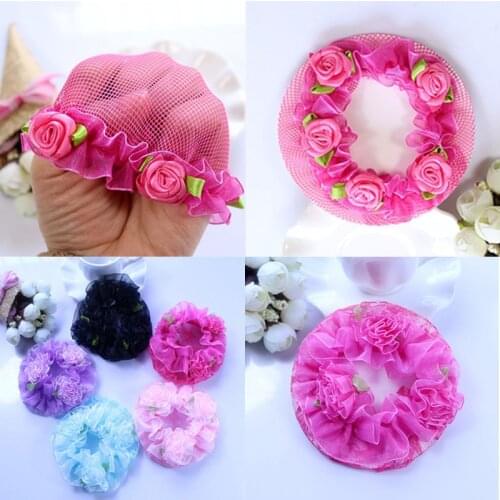 Girls 1PC Cute Flower Hair Nets Elastic Hair Bands Kids Ballet Dancing Grade Examination Ornament
