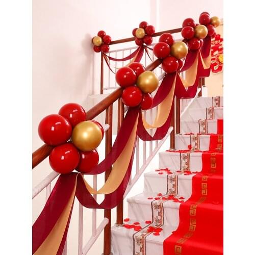 Creative Romantic Wedding Room Layout Supplies Pull Flower Gauze Set Wedding Background Stair Handrail Decorative Yarn