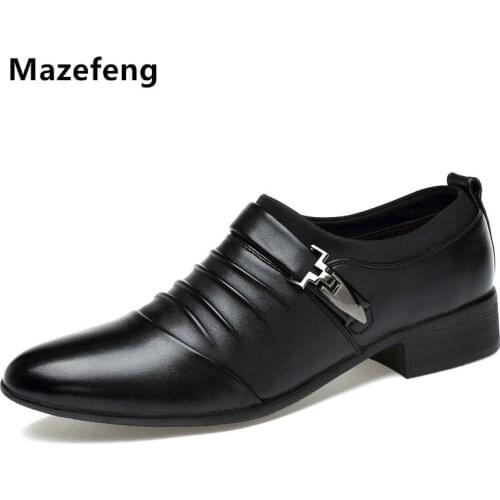 Mazefeng England Style Men Dress Shoes Buckle Strap Business Shoes Flats Breathable Men Formal Footwear Men Wedding shoes