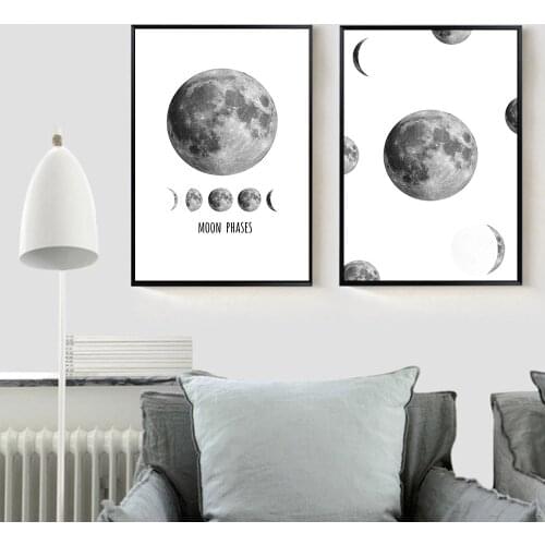 Moon Phase Space Poster Prints Minimalist Wall Art Canvas Painting Picture Home Decor Nordic Style Decoration
