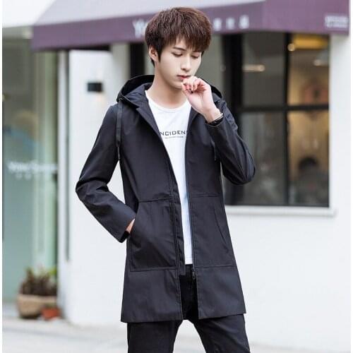 2019 Autumn Jacket men hooded Slim Korean Parka Hombre long Jacket coat cashmere mens windbreaker Parkas cotton youth clothing