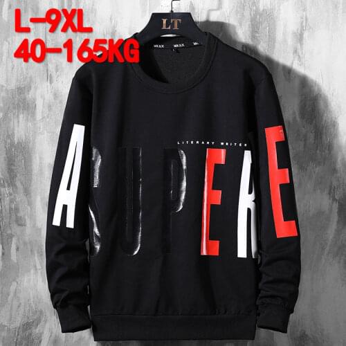 Plus Size 8xl 9XL Mens Hoodies Big Letter Hoodie Men Aesthetic Clothes Spring Autumn Street Wear Sweatshirts Men Pullover Male