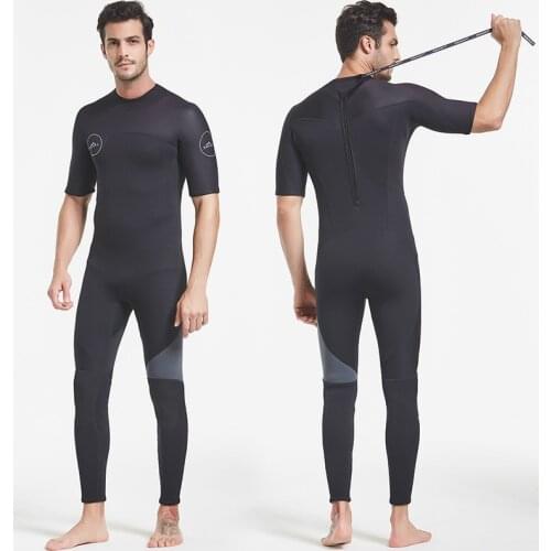 Mens 3mm Neoprene Wetsuit, Back Zip Full Body Diving Suit, one Piece Short Sleeve-Snorkeling, Scuba Diving Swimming, Surfing