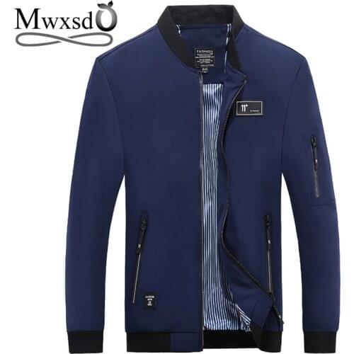 Mwxsd Casual mens spring jacket men slim fit autumn thin zipper jacket plus size 3xl 4xl