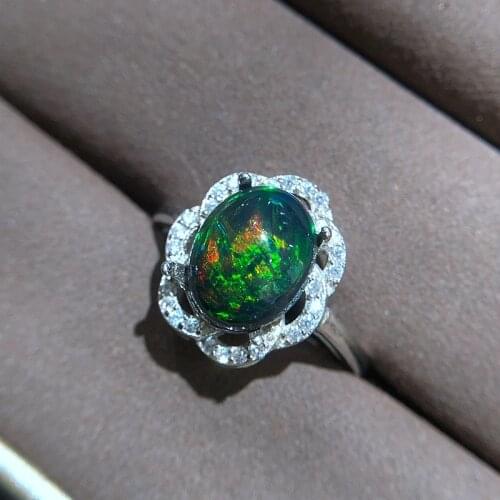 Natural Opal Gemstone Rings for Women 925 Sterling Silver Fire Stone Ring Wedding Engagement Gift Fine Jewelry
