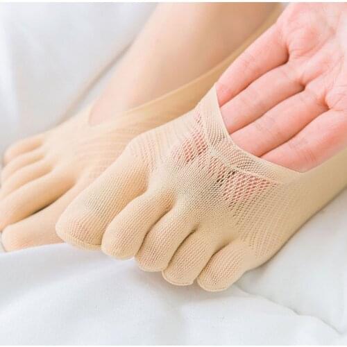 40GC Women Men Summer Thin Invisible Yoga Socks Slippers Breathable Mesh Silicone Anti-Skid Low Cut Liner No Show 5 Finger Split