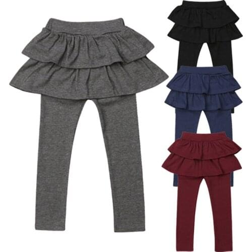 New Arrivels Cake Ruffles Pants Toddler Kids Baby Girls Pantskirt Warm Culottes Leggings Tutu Skirt Pants