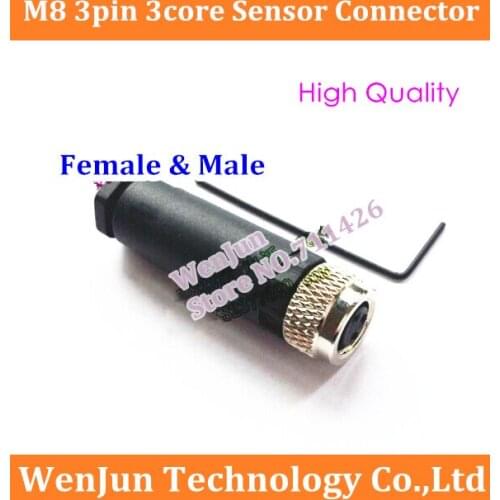 NEW M8 3 Pin 3core female & male Sensor Connector Adapters Adaptor M8 Aviation Plug Socket