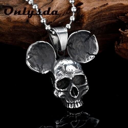 Onlysda Cool New Arrival Hiphop Rock Sliding Skull Pendant Charms Stainless Steel Chains Necklace Mens Skeleton Jewelry OSDZ163