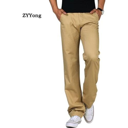 Khaki Casual Men Cargo Pants Cotton Straight Loose Large Size Military Outdoor Sports Black Blue Overalls Wide Leg Trousers