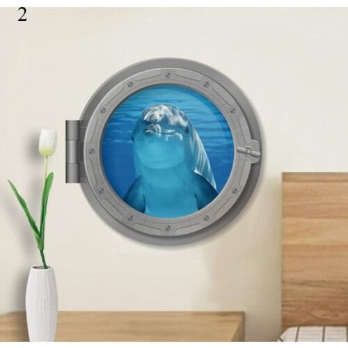 Lovely Sealife Sea Lion Window Wall Stickers 3D Pvc Murals Diy Refrigerator Bathroom Home Art Animal Wall Decals High Quality