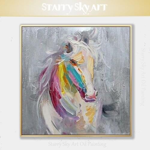 Professional Artist Hand-painted High Quality Abstract Horse Oil Painting on Canvas Knife Painting Horse Painting for Wall Decor