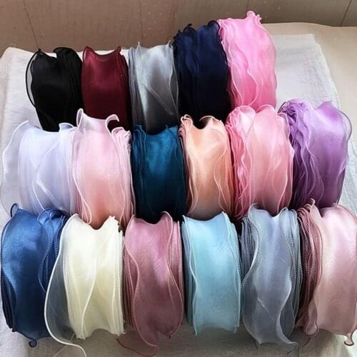 5.5cm*35M Translucent Romantic Wavy Yarn Ribbon for DIY Hair Band Hand-made Bow Accessories, Gift Binding and Bouquet Packaging