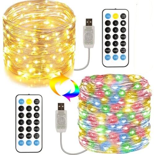 5M/10M Christmas Double Color Fairy String Light 100 LED Holiday Garland for Garden Party Outdoor Home Street Curtain Decor