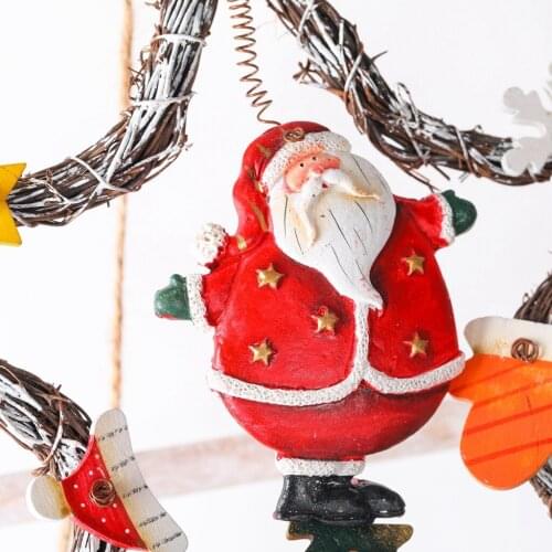 Christmas Retro Style Star Snowman Angel Vine Wreath Garland Door Coffee Shop Door Decoration Xmas Santa Claus Pendant