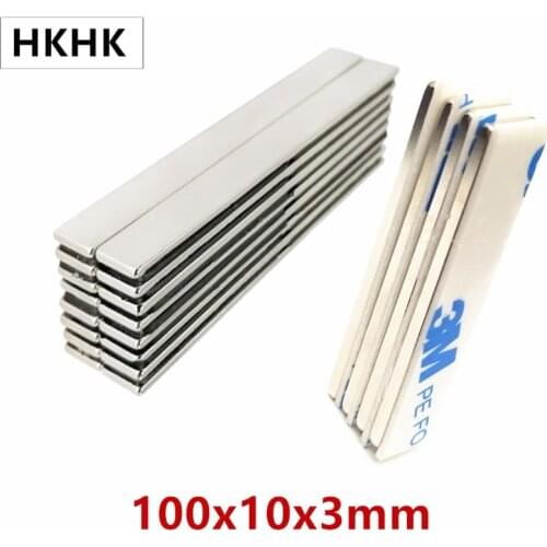 Strong Magnet Bar 100mm 100x10x3 mm Long Block Neodymium Permanent Magnets Adhesive Glue Tool Holder Industry Magnet 10pcs
