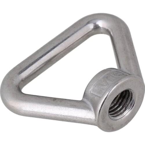 Triangle Shape Silver M16 304 Stainless Steel Eyed Threaded Nuts Lifting Gear Fasteners Lifting Eye Bolt