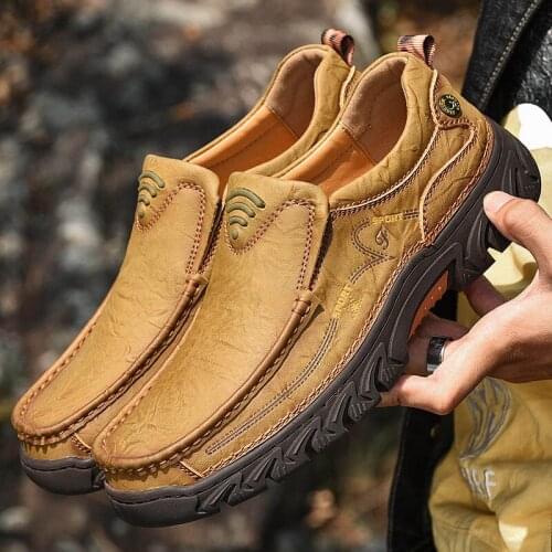 Comfortable Work Shoes New MenS Shoes Genuine Leather Casual Shoes High Quality Cow Leather Loafers Sneakers Shoes plus Size Y