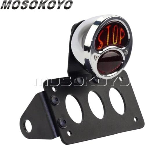Vintage Retro STOP Tail Light 3/4" Axles Side Mount Number Plates Bracket Brake Lamp License Plate Holder for Harley Cafe Racer