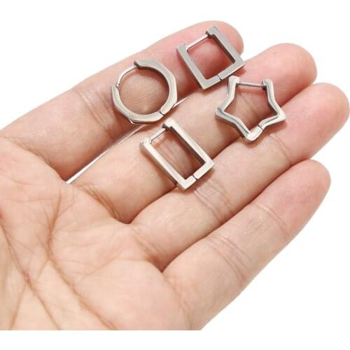Top quality 4 shape well polished stainless steel Cuff Earrings Huggie Stud Small Hoop Earrings for Women