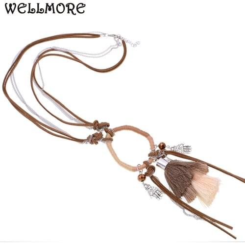 WELLMORE women Necklace Bohemian Tassel Statement Necklace Rope chain pendant necklaces for women jewelry wholesale