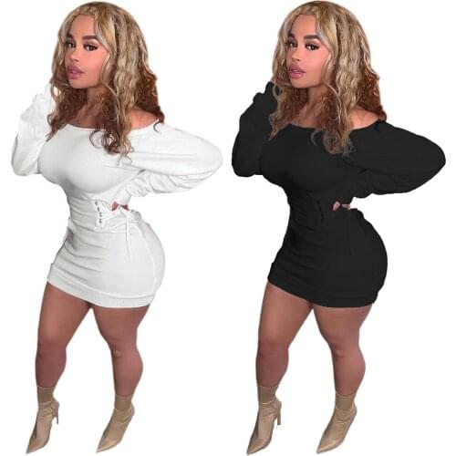 Women Off-shoulder Waist Eyelet Straps Sexy Dress for Women Undefined Solid Black Maxi Dresses Bodycon Outfit Drop Shipping