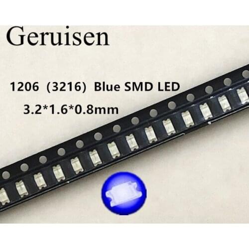 1000PCS Free Shipping 1206 Blue Led Super Bright SMD LED diodes 3.2*1.6*0.8MM 460-470NM light-emitting diodes SMD 1206 LED Blue