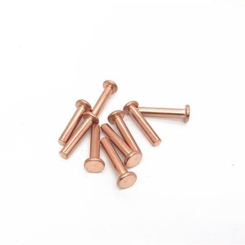 30pcs M2 flat head Copper rivet Pure Solid rivets Flats cap CU nail GB109 2mm-10mm Length