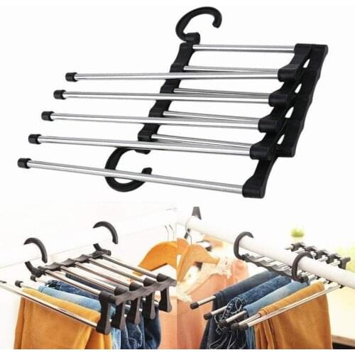 Closet Organizer Hanger Smart Coat Hanger Multi-Function 5 In 1 Closet Rack Hanger Wall Hangers For Clothes Space Saving Hanger