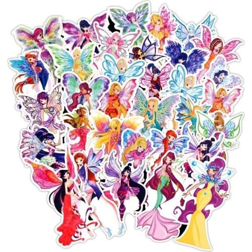 50pcs Butterfly Fairy Princess Stickers for Car Motorcycle Guitar Laptop Motorcycle Suitcase Bomb Kids Toys Sticker Car Styling