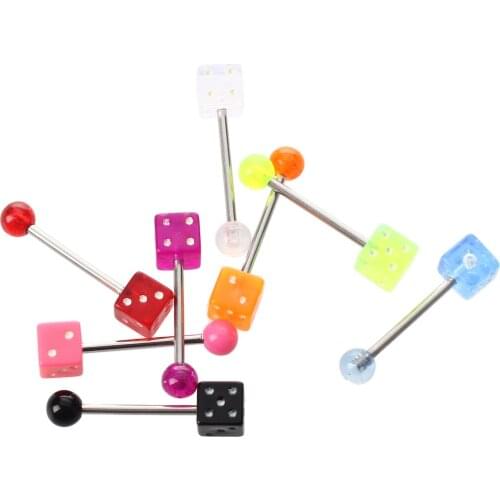 8 Colors Dice Tongue Bars Rings Barbell Body Piercing
