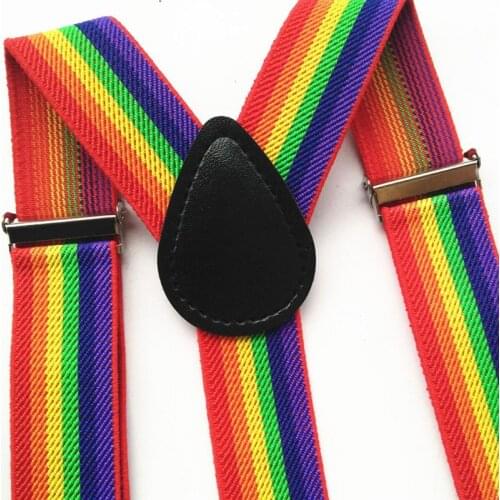 Children Rainbow Strap Clip Colorful Striped Baby Suspenders Belt Boys and Girls Fashion Straps Anti-drop Belts Buckle R9JE