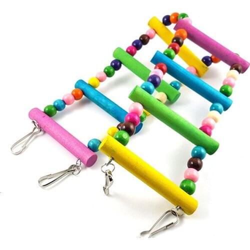 Large, medium and small parrot supplies climbing ladder Ladder swing wooden bead bite toy bird cage soft Bridge stand bar