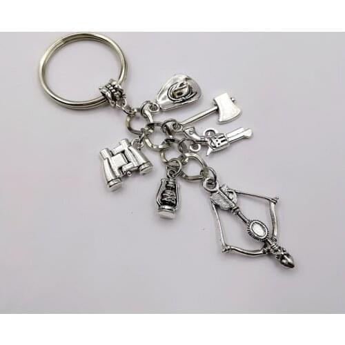 The Walking Dead Keychain Zombie hat telescope bow and arrow gun axe water Five-in-one Keychain Gift men women