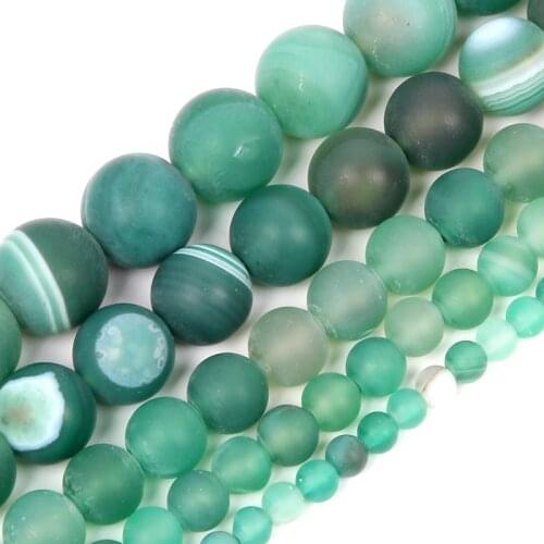 Natural Stone Beads Matte Frosted Green Line Veins Agates Round Loose Spacer Beads For Jewelry Making Bracelet DIY 4/6/8/10/12MM