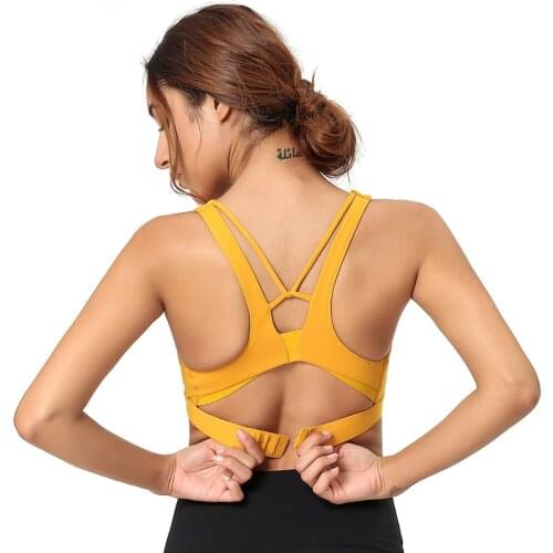 Push Up Yoga Bra Female Cross Back Nylon Solid Running Bra Women Sport Underwear Gym Bra Top For Fitness Workout Femme