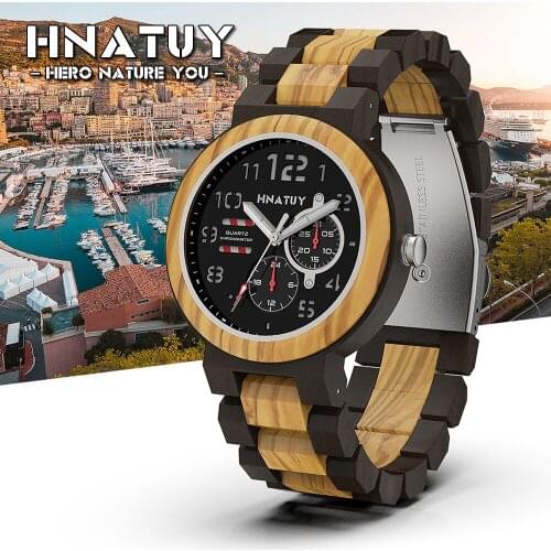 Hnatuy Wooden Men Watch Sport Relojes Para Hombre Mens Watches Top Brand Luxury No Waterproof Man Watch GU16