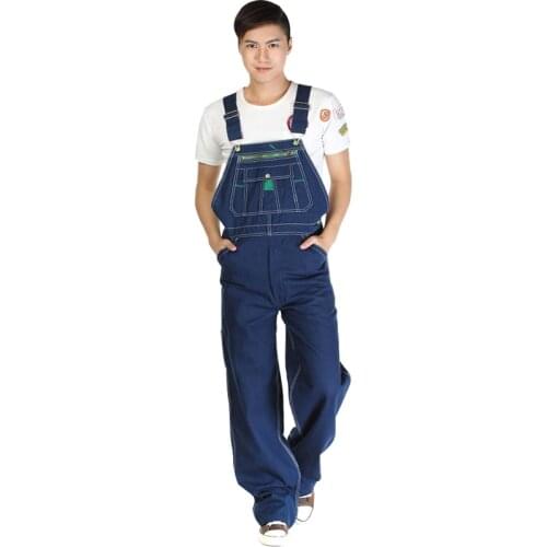 High Waist Baggy Jeans Mens Classic Oversized Denim Overalls Mens Overalls Jumpsuit Large Size 28-50 Strap Straight Pants Blue