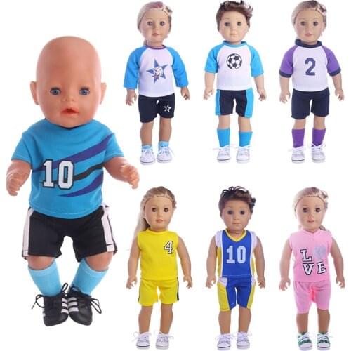 Football Soccer Uniform Sneakers Sock Doll Clothes Shoes For 18 Inch American Doll 43 CM Born Baby,Toys For Girls,Our Generation